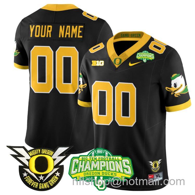 Men's Nike Custom Oregon Ducks Jersey Name, Number 2024 Big Ten Champions N1 Black