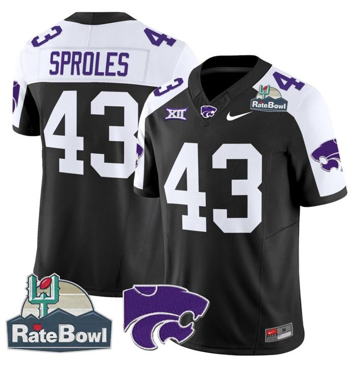 Men's Nike Darren Sproles Jersey #43 Kansas State Wildcats 2025 Rate Bowl Patch Black Alternate