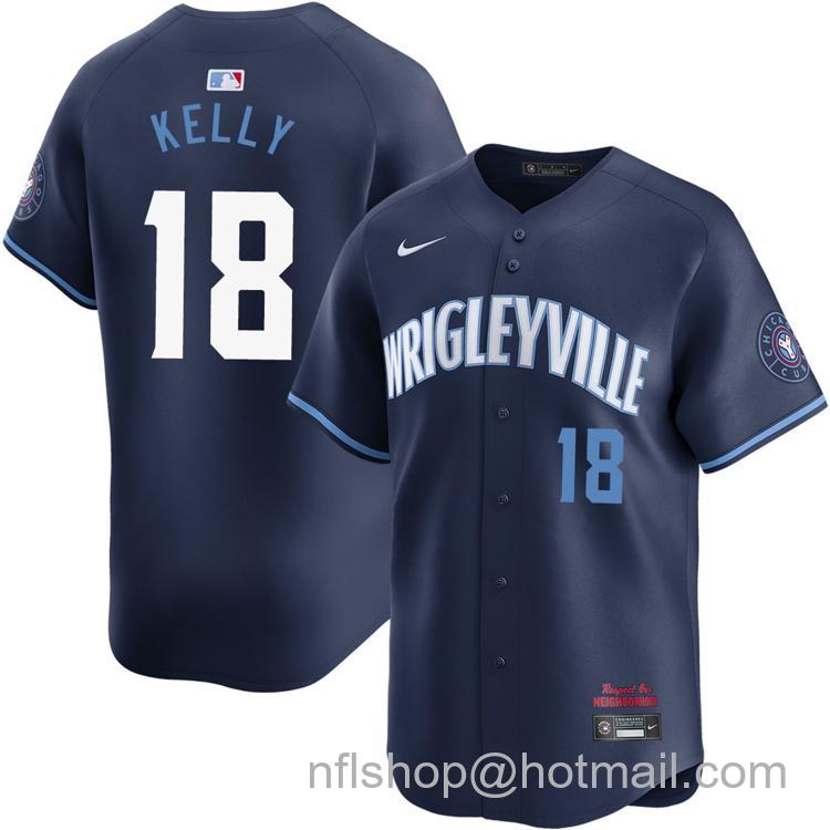 Youth Chicago Cubs #18 Carson Kelly Navy City Connect Nike Limited Stitched MLB Jersey