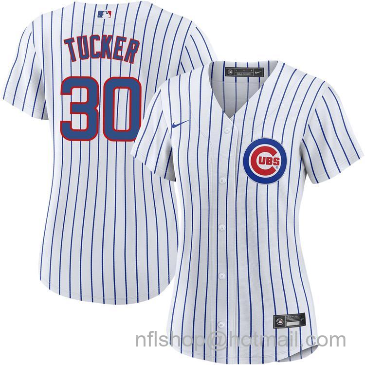 Women's Chicago Cubs #30 Kyle Tucker White Home Nike Cool Base Stitched MLB Jersey