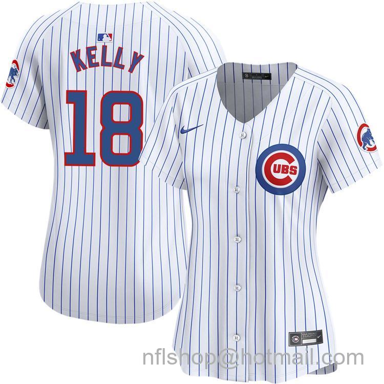 Women's Chicago Cubs #18 Carson Kelly White Home Nike Limited Stitched MLB Jersey