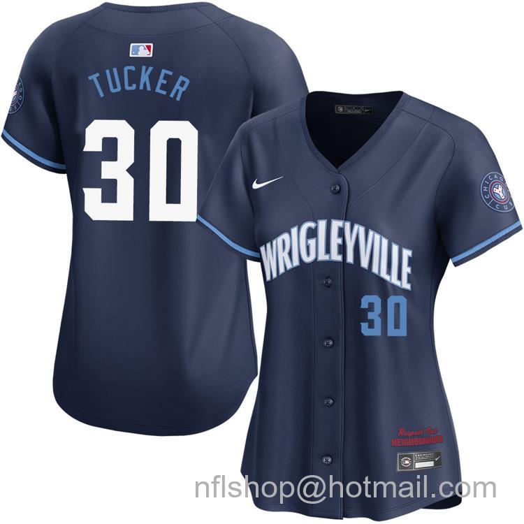 Women's Chicago Cubs #30 Kyle Tucker Navy City Connect Nike Limited Stitched MLB Jersey