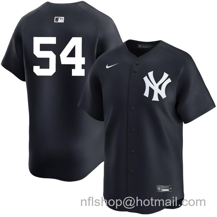 Men's New York Yankees #54 Max Fried Navy Alternate Road Without Name Nike Limited Stitched MLB Player Jerseys