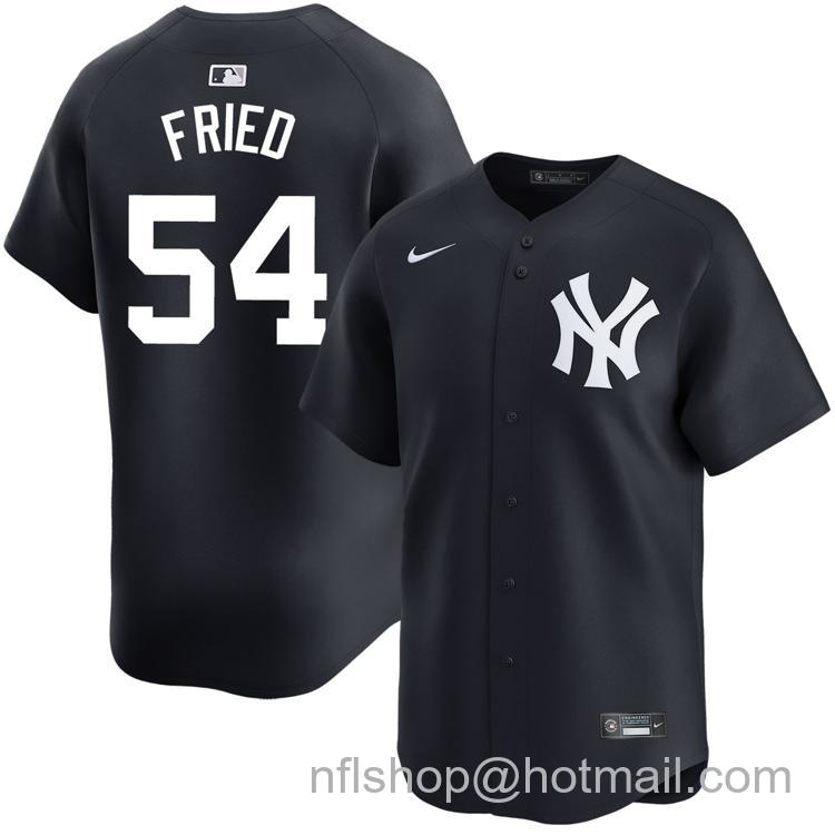 Men's New York Yankees #54 Max Fried Navy Alternate Road Nike Limited Stitched MLB Jerseys