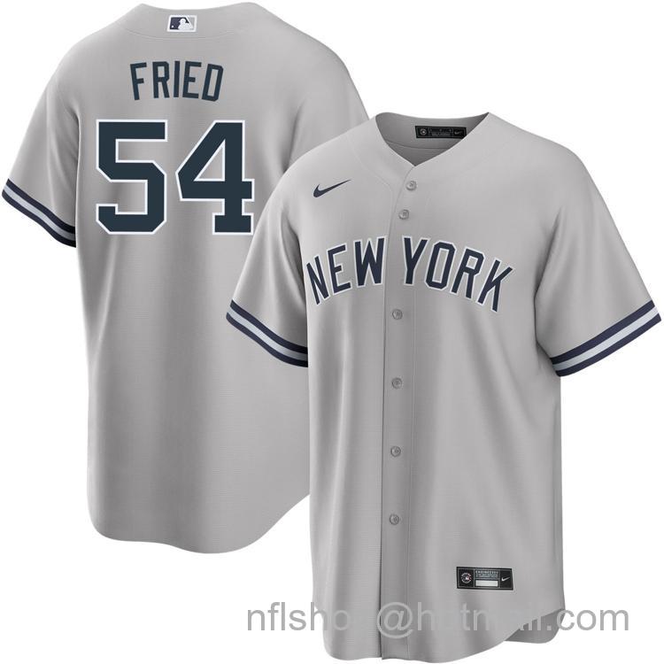 Men's New York Yankees #54 Max Fried Gray Road Nike Cool Base Stitched MLB Jersey