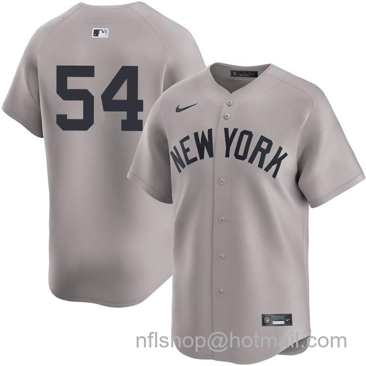 Men's New York Yankees #54 Max Fried Gray Road Without Name Nike Limited Stitched MLB Player Jersey