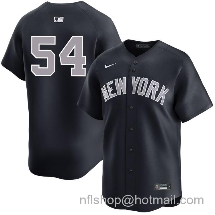 Men's New York Yankees #54 Max Fried Navy Alternate Road Without Name Nike Limited Stitched MLB Player Jersey