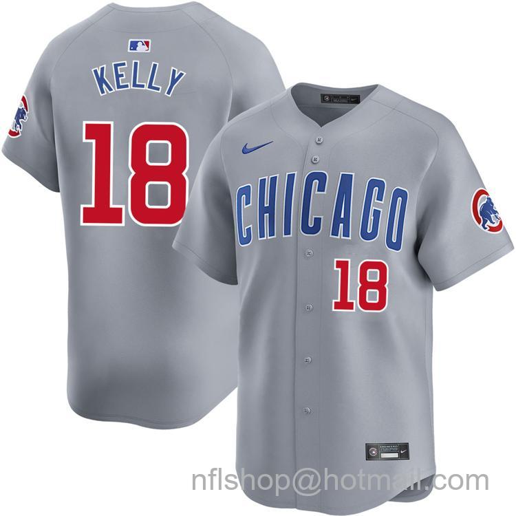 Men's Chicago Cubs #18 Carson Kelly Gray Road Nike Limited Stitched MLB Jersey