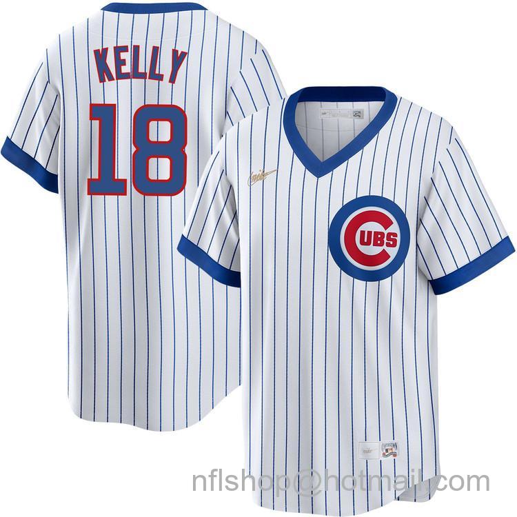 Men's Retro Nike Chicago Cubs #18 Carson Kelly White 1968 Cooperstown Stitched Jersey