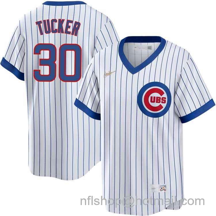 Men's Retro Nike Chicago Cubs #30 Kyle Tucker White 1968 Cooperstown Stitched Jersey