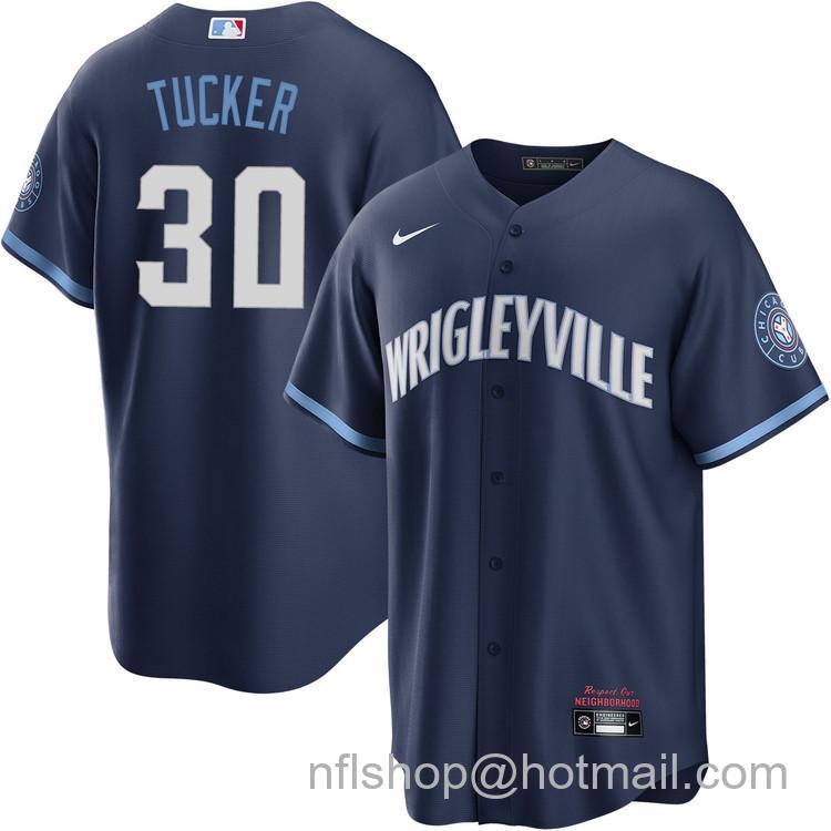 Men's Chicago Cubs #30 Kyle Tucker Navy City Connect Nike Cool Base Stitched MLB Jersey