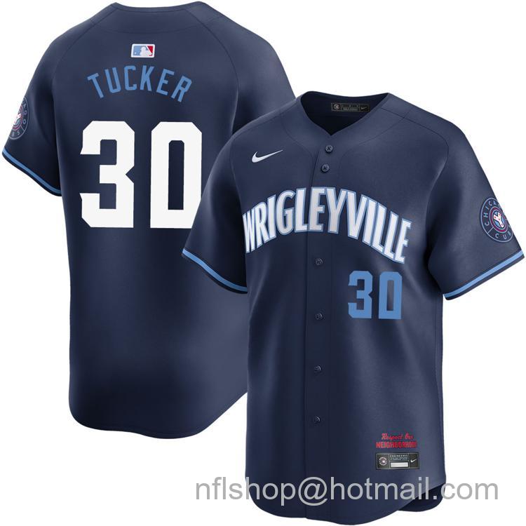 Men's Chicago Cubs #30 Kyle Tucker Navy City Connect Nike Limited Stitched MLB Jersey