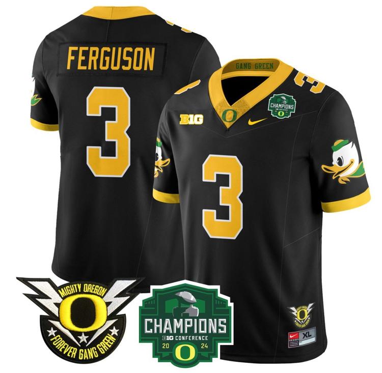 Men's Nike Terrance Ferguson Jersey #3 Oregon Ducks 2024 Big Ten Champions Football Black