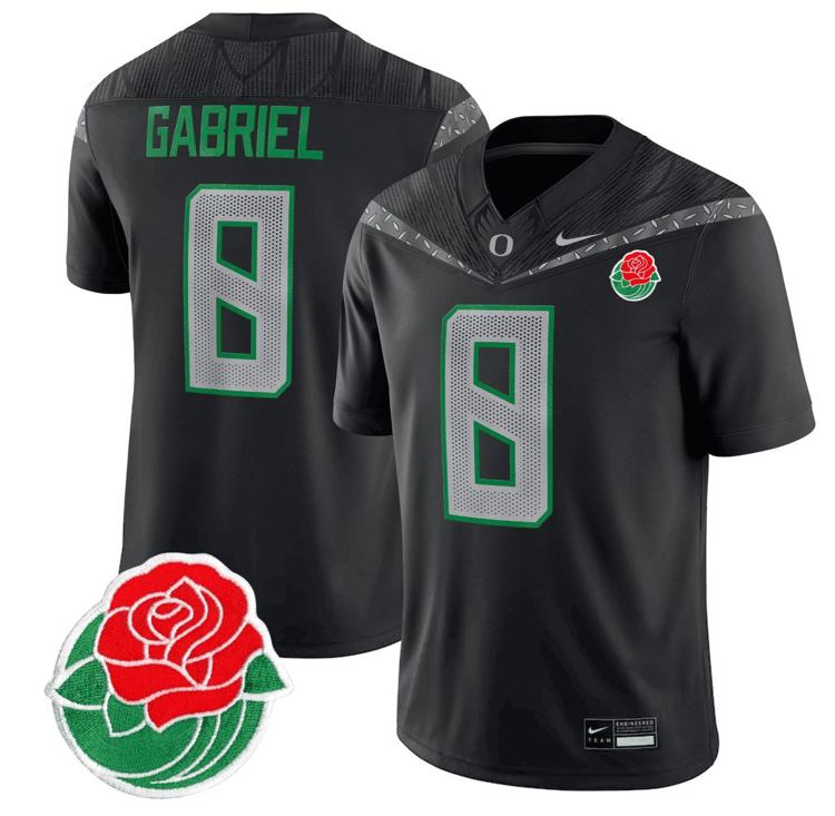 Men's Nike Dillon Gabriel Jersey #8 Oregon Ducks Rose Bowl Patch Vapor Football Black