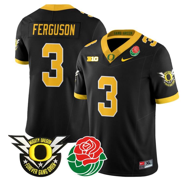 Men's Nike Terrance Ferguson Jersey #3 Oregon Ducks 2024 Mighty Rose Bowl Patch N2 Black