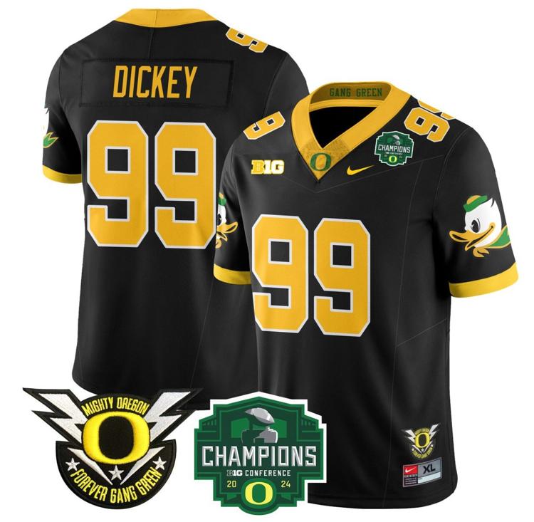 Men's Nike Jurrion Dickey Jersey #99 Oregon Ducks 2024 Big Ten Champions Football Black