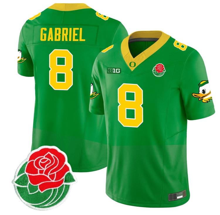 Men's Nike Dillon Gabriel Jersey #8 Oregon Ducks Rose Bowl Patch Vapor Football Green