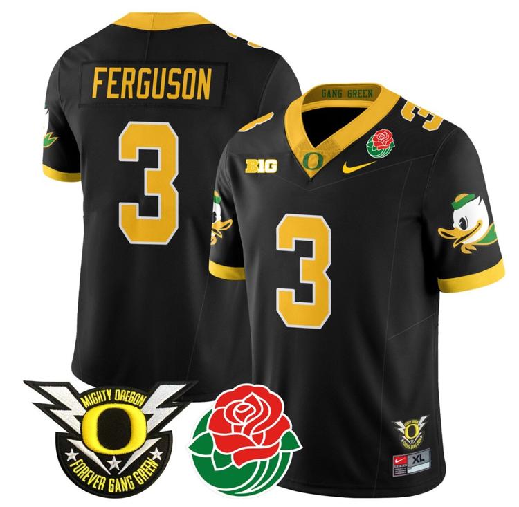 Men's Nike Terrance Ferguson Jersey #3 Oregon Ducks 2024 Rose Bowl Patch N1 Football Black