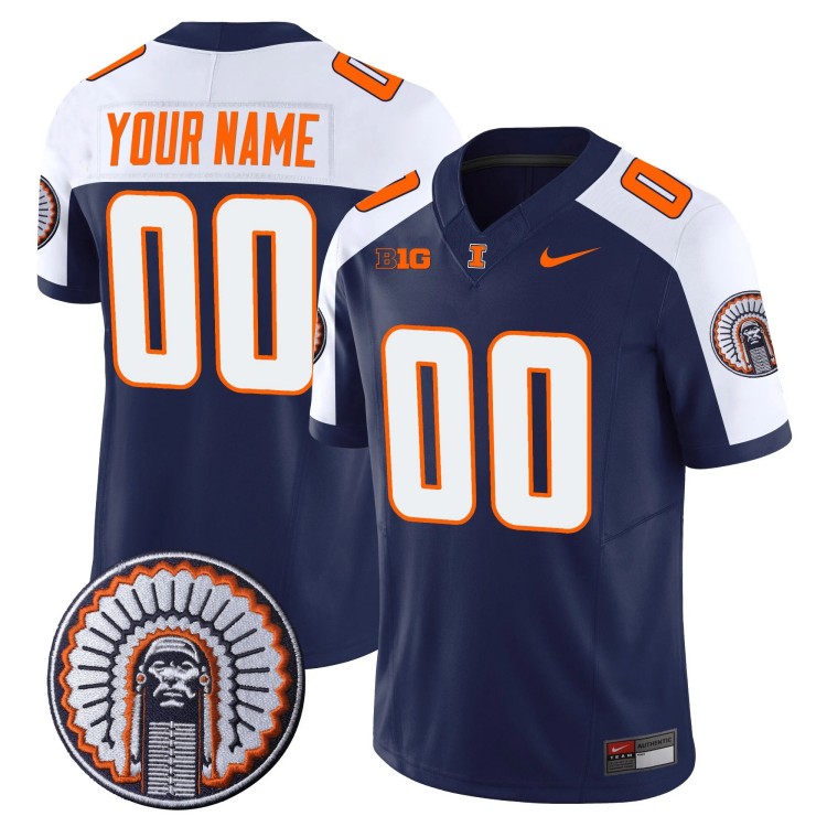 Custom Nike Men's Youth Illinois Fighting Illini Vapor Limited Stitched Football Jersey Navy Alternate