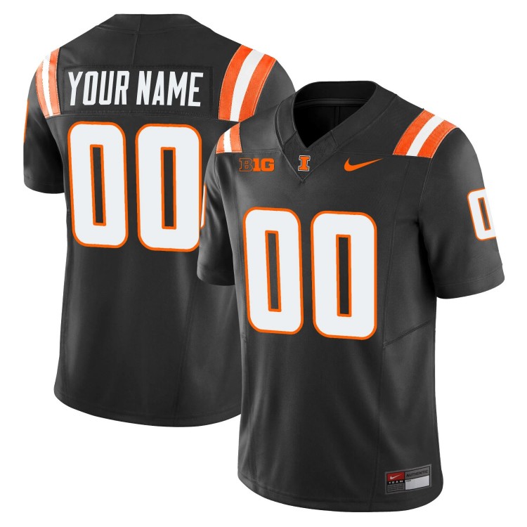 Custom Nike Men's Youth Illinois Fighting Illini Vapor Limited Stitched Football Jersey Black