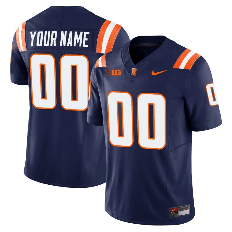 Custom Nike Men's Youth Illinois Fighting Illini Vapor Limited Stitched Football Jersey Navy