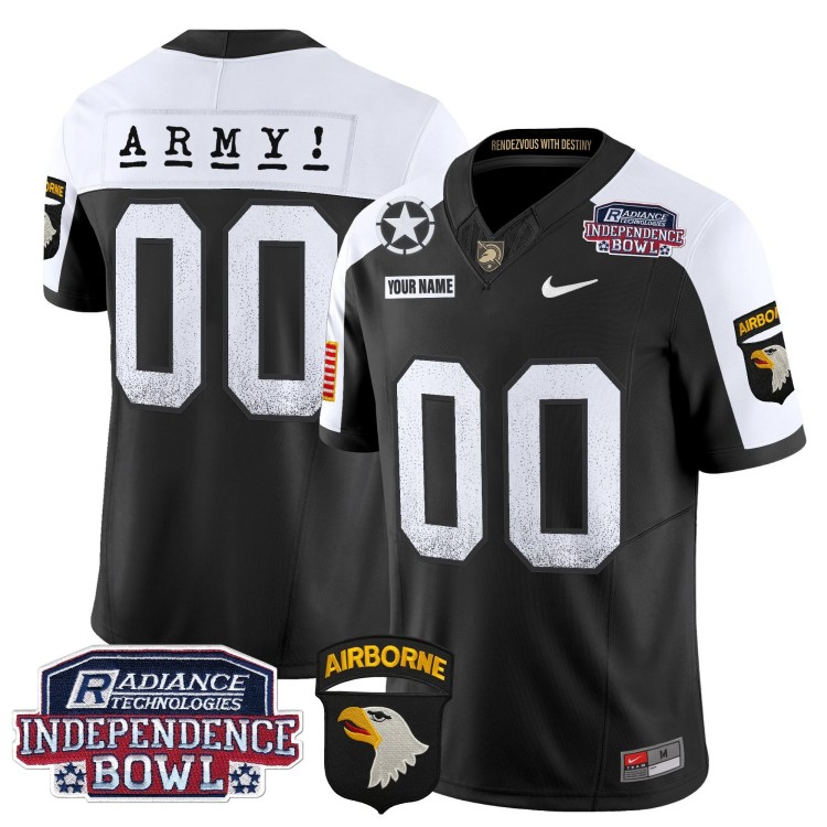 Custom Nike Men's Youth Army Black Knights Independence Bowl Patch Airborne 2024 Vapor Limited Stitched Football Jersey Black Alternate