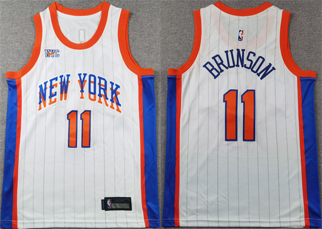 Youth New Yok Knicks #11 Jalen Brunson White 2024 City Edition Stitched Swingman Jersey