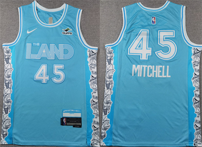 Men's Cleveland Cavaliers #45 Donovan Mitchell Light Blue 2024-25 City Edition Stitched Jersey