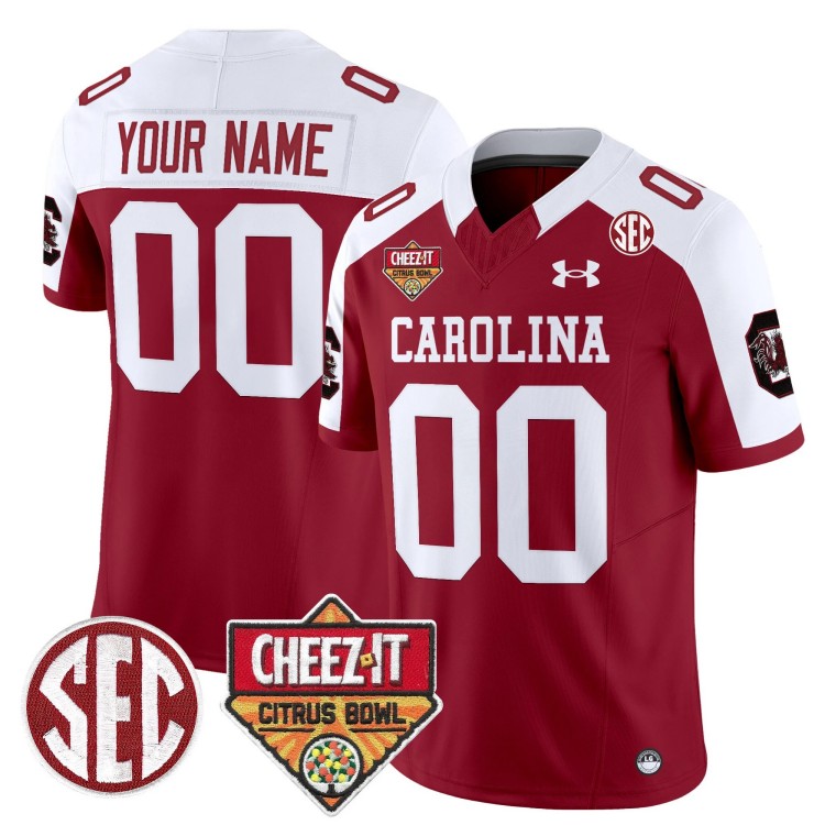 Custom Men's Youth South Carolina Gamecocks 1980 Throwback Cheez-It Citrus Bowl Patch Vapor Limited Stitched Football Jersey Garnet Alternate