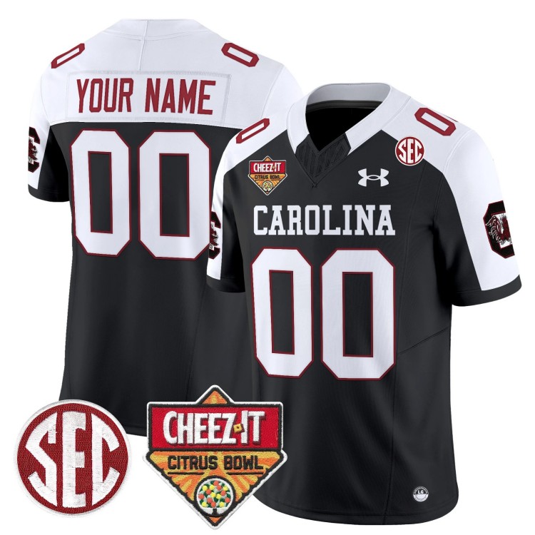 Custom Men's Youth South Carolina Gamecocks 1980 Throwback Cheez-It Citrus Bowl Patch Vapor Limited Stitched Football Jersey Black Alternate