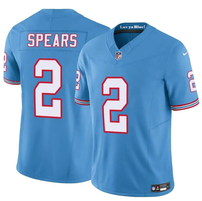 Men's Tennessee Titans #2 Tyjae Spears Blue 2024 F.U.S.E. Throwback Vapor Limited Stitched Football Jersey