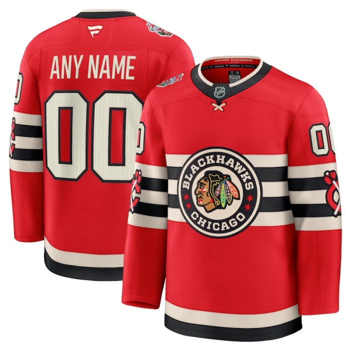 Men's Chicago Blackhawks Fanatics Red 2025 NHL Winter Classic Premium Custom Jersey