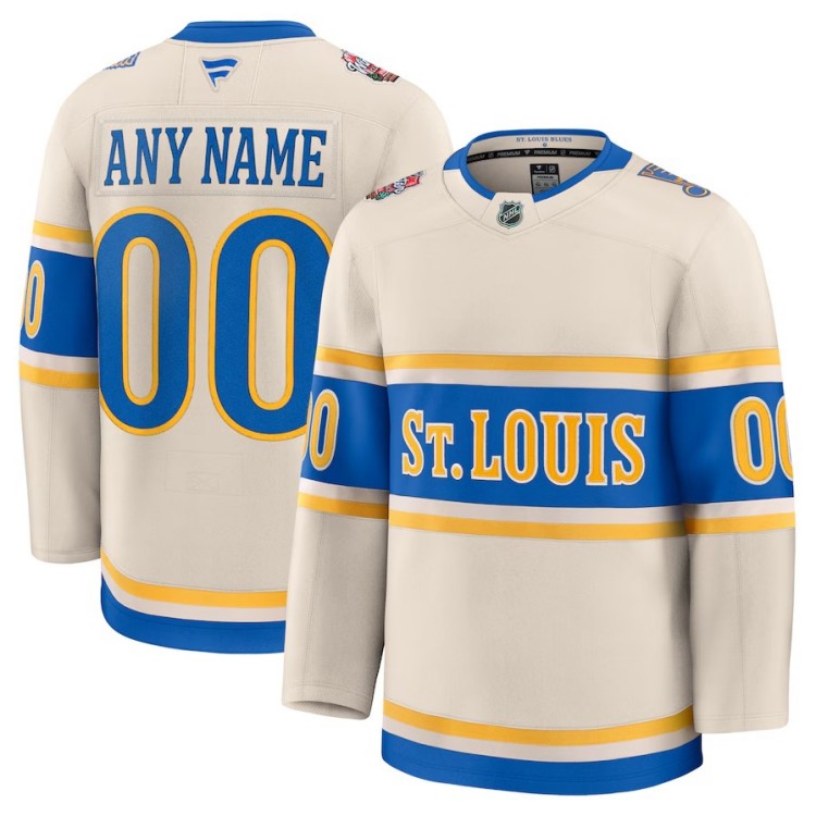 Men's St. Louis Blues Fanatics Cream 2025 NHL Winter Classic Premium Custom Jersey