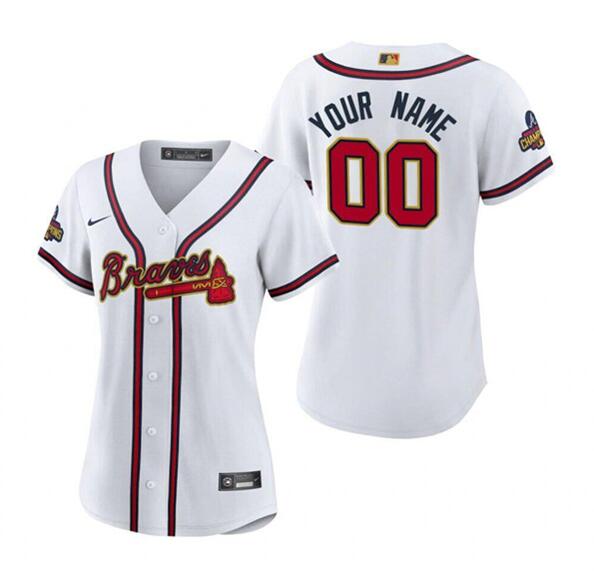 Men's Atlanta Braves Active Player Custom White Gold World Series Champions 2022-23 Cool Base Stitched Baseball Jersey