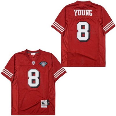 Men's San Francisco 49ers #8 Steve Young Red 75th 1994 Throwback Jersey