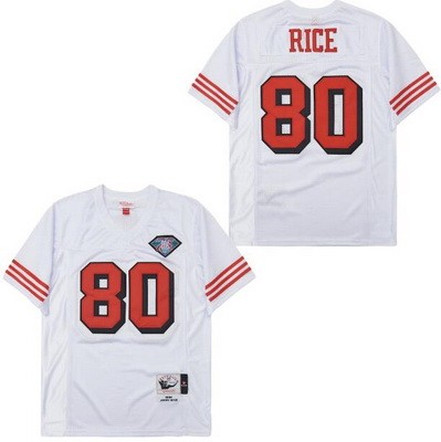 Men's San Francisco 49ers #80 Jerry Rice White 75th 1994 Throwback Jersey