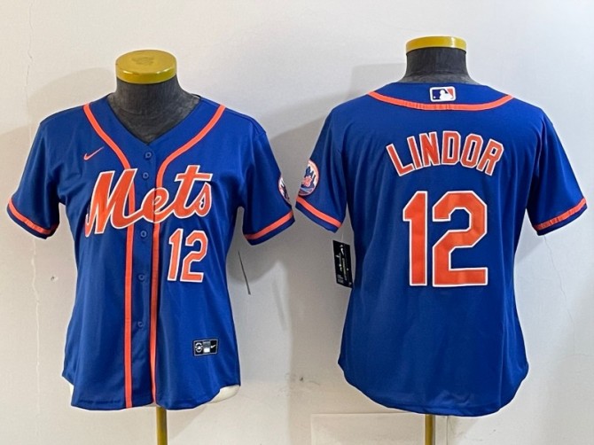 Women's New York Mets #12 Francisco Lindor Alternate Royal Limited Stitched Baseball Jersey