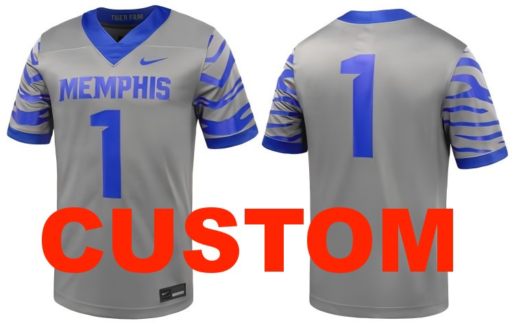 Custom Nike Men's Memphis Tigers Stitched Number Or Name Dark Gray Replica Home Football Jersey