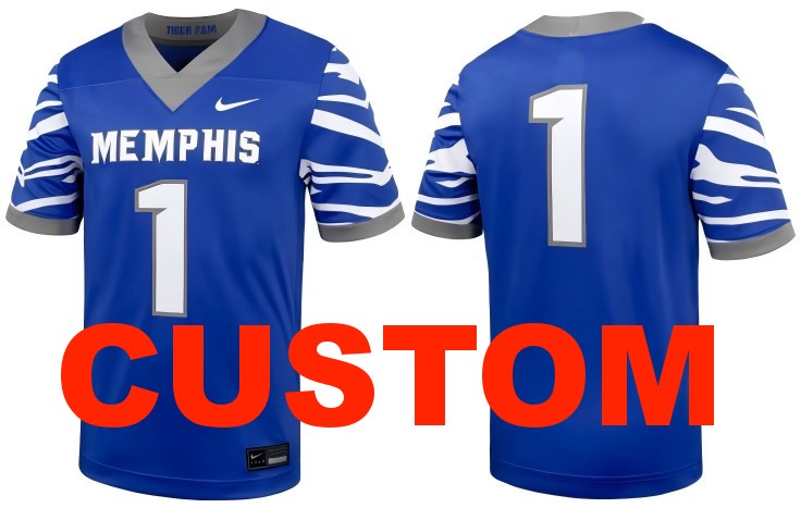 Custom Nike Men's Memphis Tigers Stitched Number Or Name Blue Dri-FIT Game Football Jersey