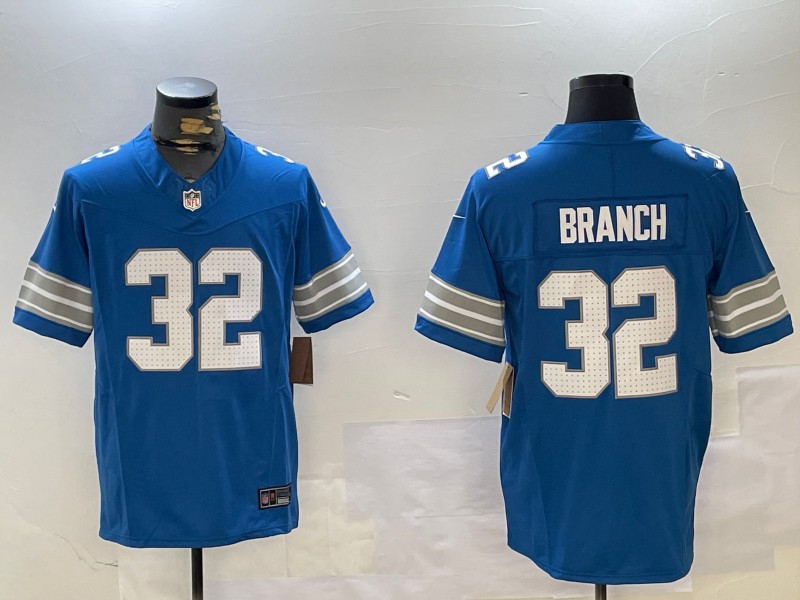 Men's Detroit Lions #32 Brian Branch Blue 2024 F.U.S.E. Vapor Limited Stitched Jersey