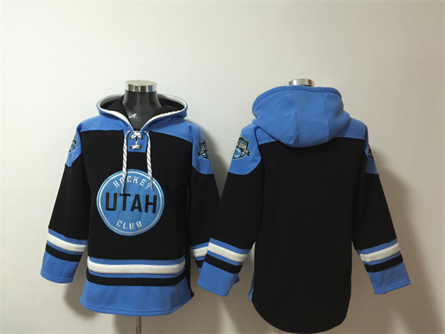 Men's Utah Hockey Club Blank Black_Blue Ageless Must-Have Lace-Up Pullover Hoodie