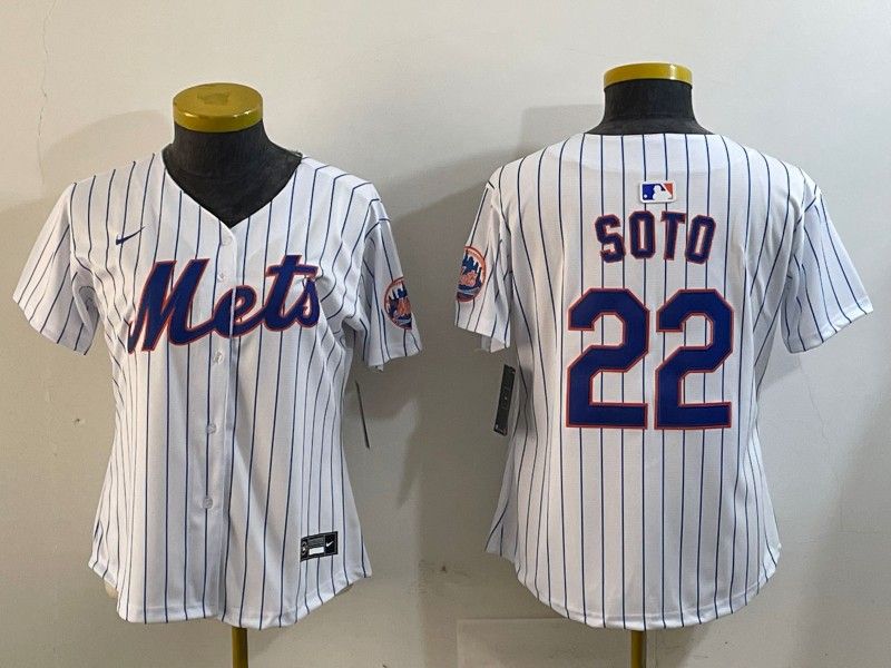 Youth New York Mets #22 Juan Soto Home White Cool Base Stitched Baseball Jersey