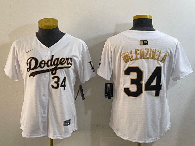 Youth Los Angeles Dodgers #34 Toro Valenzuela White Gold Home Limited Stitched Baseball Jersey