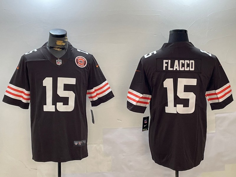 Men's Cleveland Browns #15 Joe Flacco Brown Vapor Untouchable Limited Football Stitched Jerseys