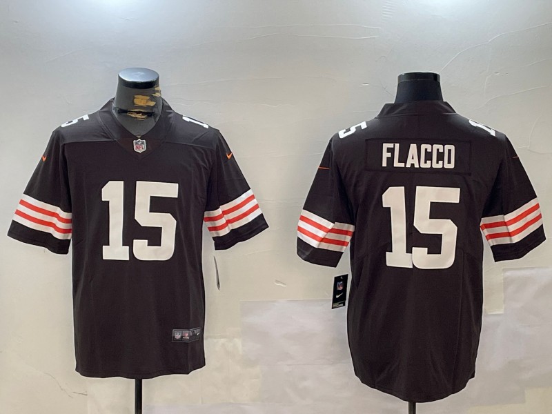 Men's Cleveland Browns #15 Joe Flacco Brown Vapor Untouchable Limited Football Stitched Jersey