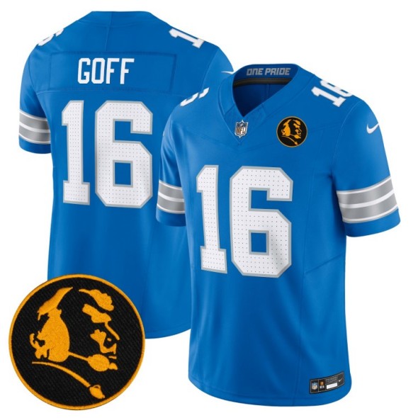 Men's Detroit Lions #16 Jared Goff Blue 2024 F.U.S.E. With John Madden Patch Vapor Limited Nike Stitched NFL Jersey