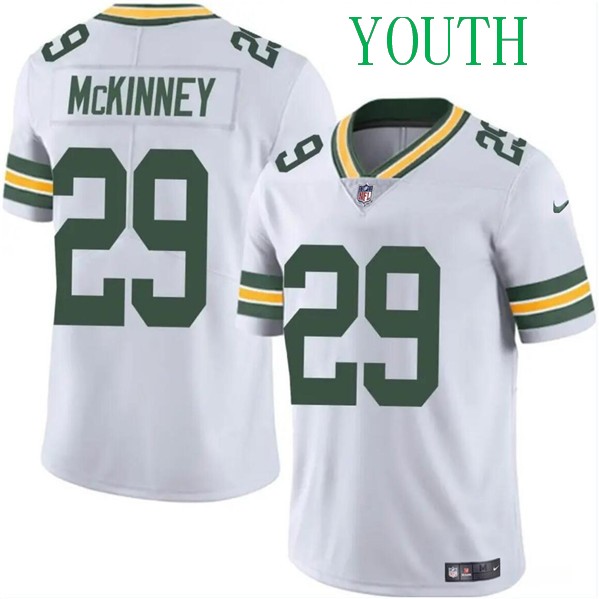 Youth Green Bay Packers #29 Xavier McKinney White Vapor Limited Football Stitched Jersey