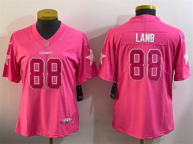 Youth Dallas Cowboys #88 CeeDee Lamb Pink Vapor Untouchable Limited Stitched Football Jersey