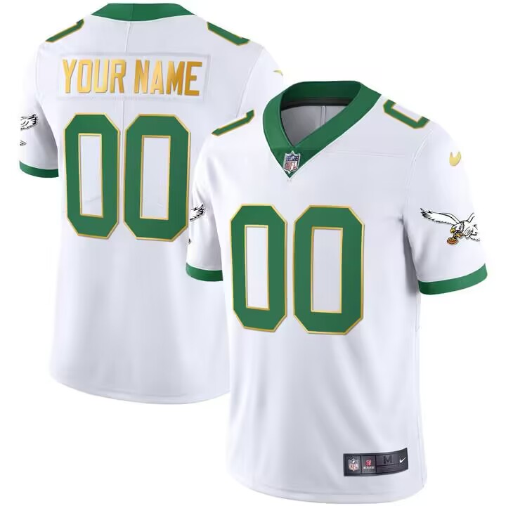 Customized Men's Nike Philadelphia Eagles White Gold Vapor Untouchable Limited Jersey