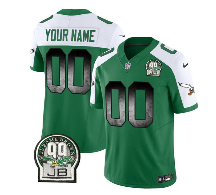 Men's Nike Philadelphia Eagles Customized Green White 2023 F.U.S.E. Throwback Vapor Untouchable Limited Stitched Football Jersey